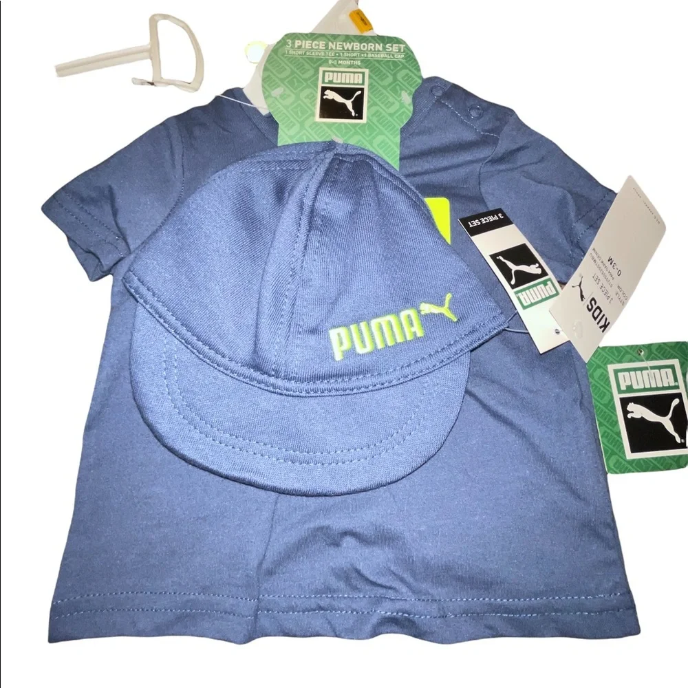 Puma sports attire shorts, tshirt and hat 3 piece newborn 0-3 month set NWT - Picture 5 of 7
